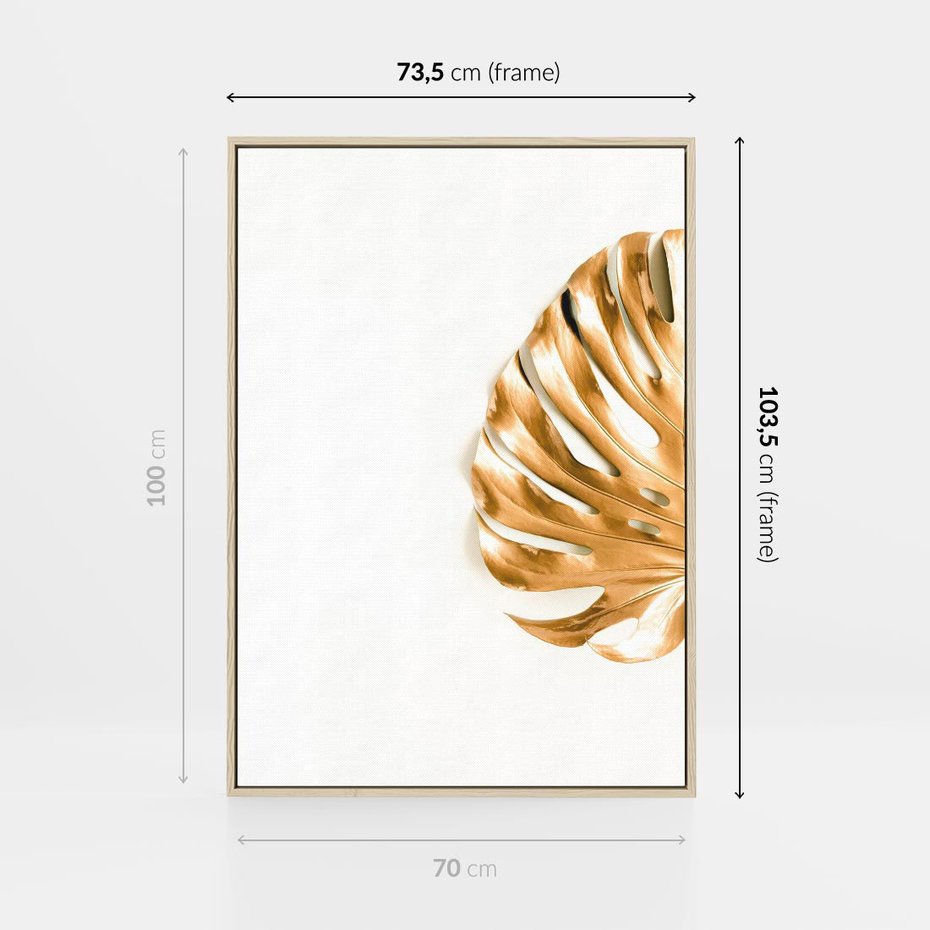 Obraz w ramie 70x100 - Przyjemność dla Oczu - złote, liście - rama drewno