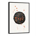 Obraz w ramie 70x100 - Impulsy Kreatywności - abstrakcyjna czarna plama, rozsiane pomarańczowe kropki - rama czarna