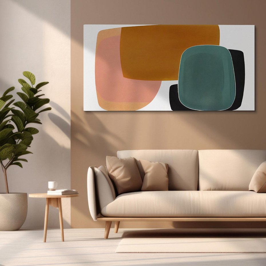 Obraz na płótnie 120x60 - Emocje w akwarelach - geometryczne dziwne kształty, turkusowy