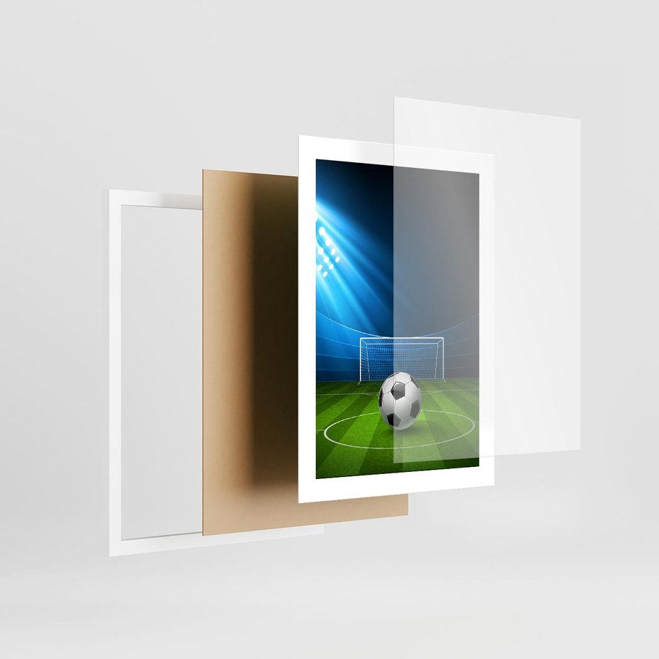 Plakat w ramie 30x40 - Piłkarska ekscytacja w momencie gola - piłka, nożna - rama biała