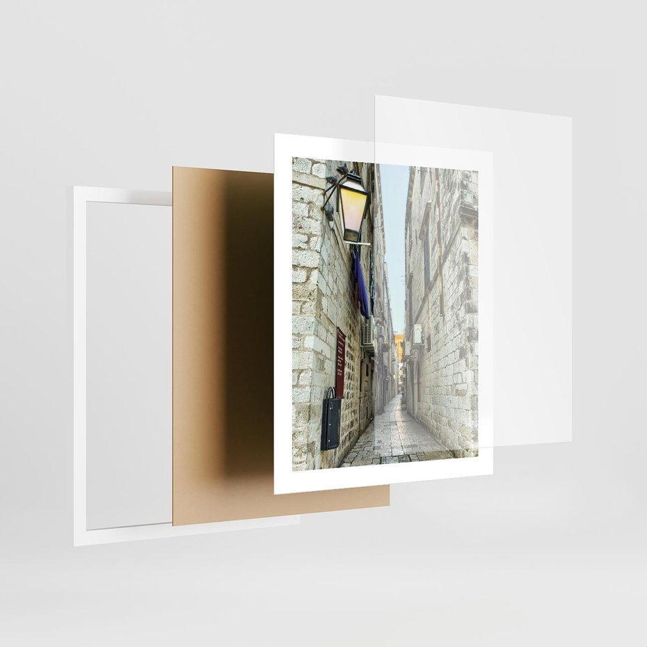 Plakat w ramie 40x50 - Urok Włoskiej Uliczki - włoska, uliczka - rama biała