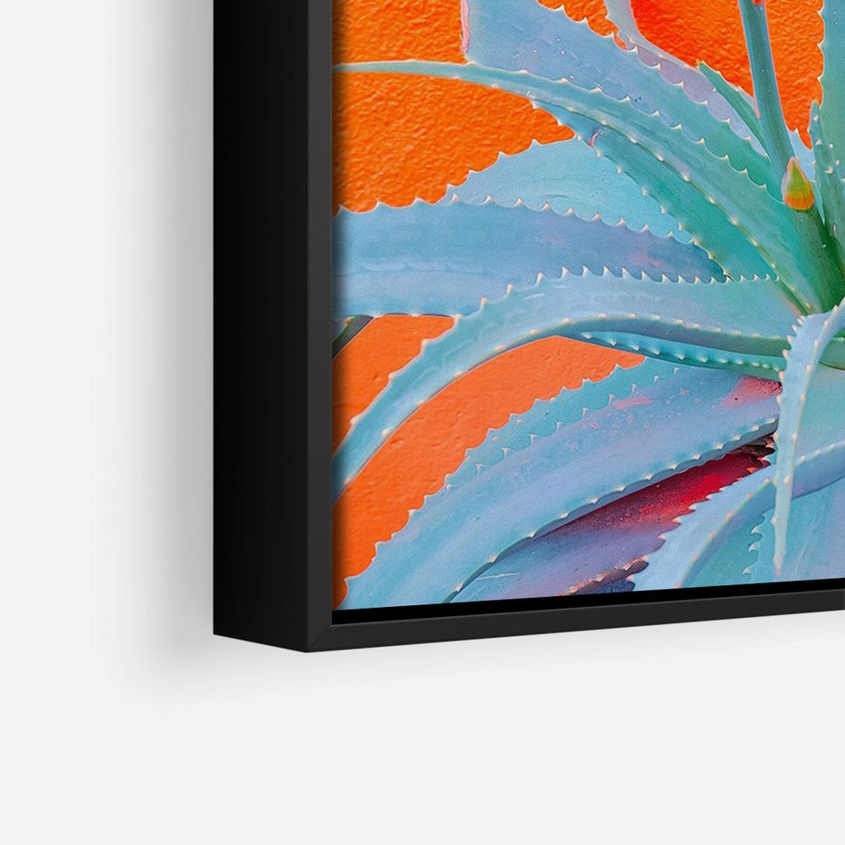 Obraz w ramie 50x70 - Naturalna Harmonia - kaktusy, liście - rama czarna