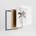 Zestaw obrazy w ramie 50x70 galeria - Cytat, motywacja, plaża, palma - rama czarna