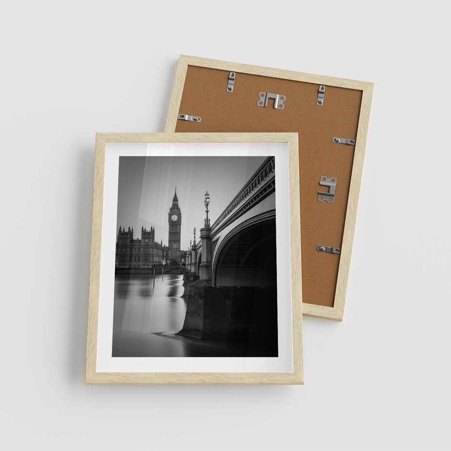 Plakat w ramie 40x50 - Majestatyczny Big Ben w Londynie - Londyn, most - rama drewno