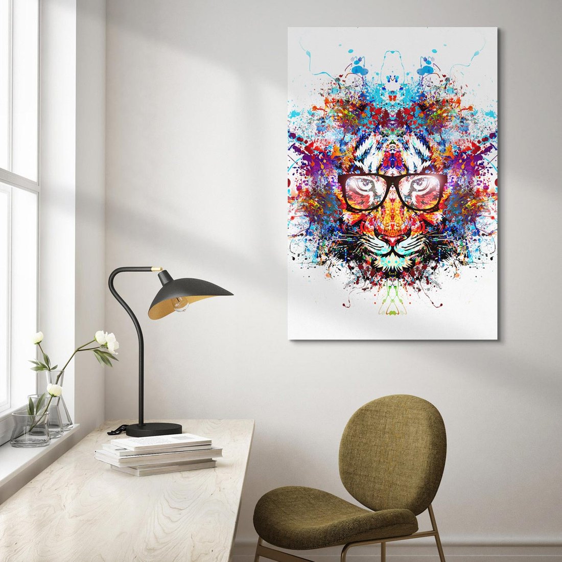 Obraz na płótnie 70x100 - Tygrys w graficznej oprawie - tygrys, grafika