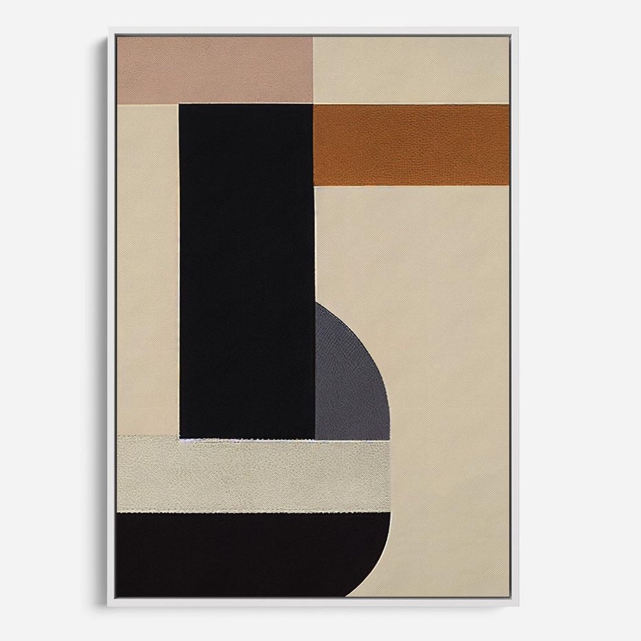 Obraz w ramie 50x70 - Nowoczesne Brązy - geometryszne pasy, nowoczesny styl - rama biała