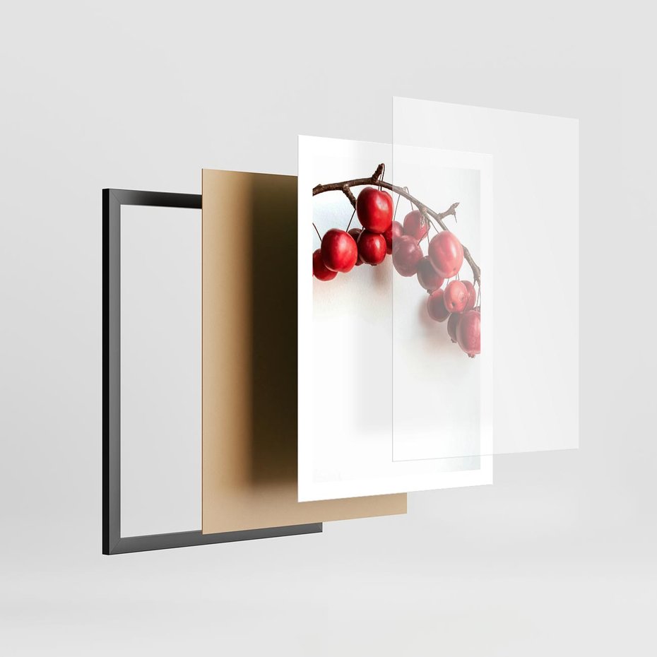 Plakat w ramie 50x70 - Jesienne Owoce - jarzębina, czerwone owoce - rama czarna