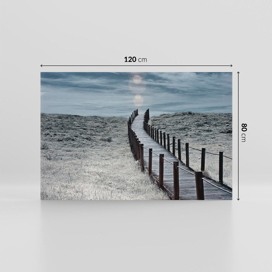 Obraz na płótnie 120x80 - Burzowy pomost na plaży - plaża, pomost