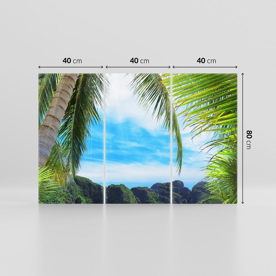 Obraz na płótnie 120x80 - Palmy tańczące na tropikalnej plaży - palmy, plaża