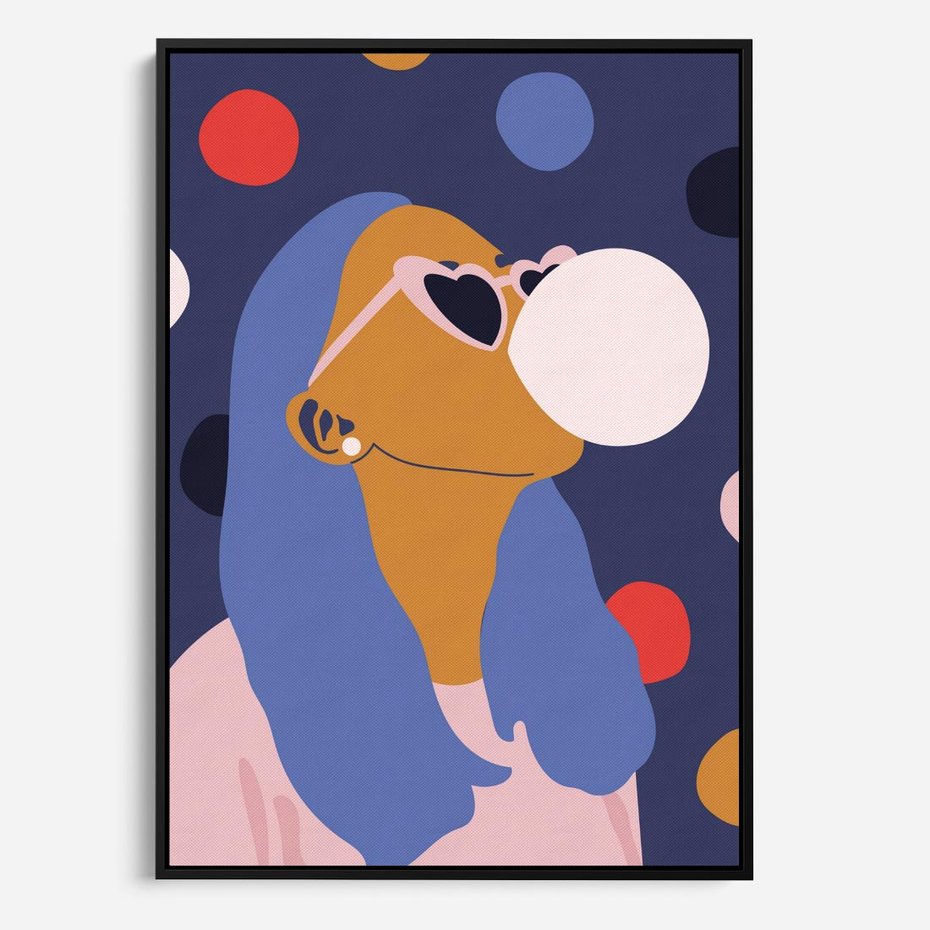 Obraz w ramie 50x70 - Odbicie Kobiety - nowoczesny plakat, styl retro - rama czarna