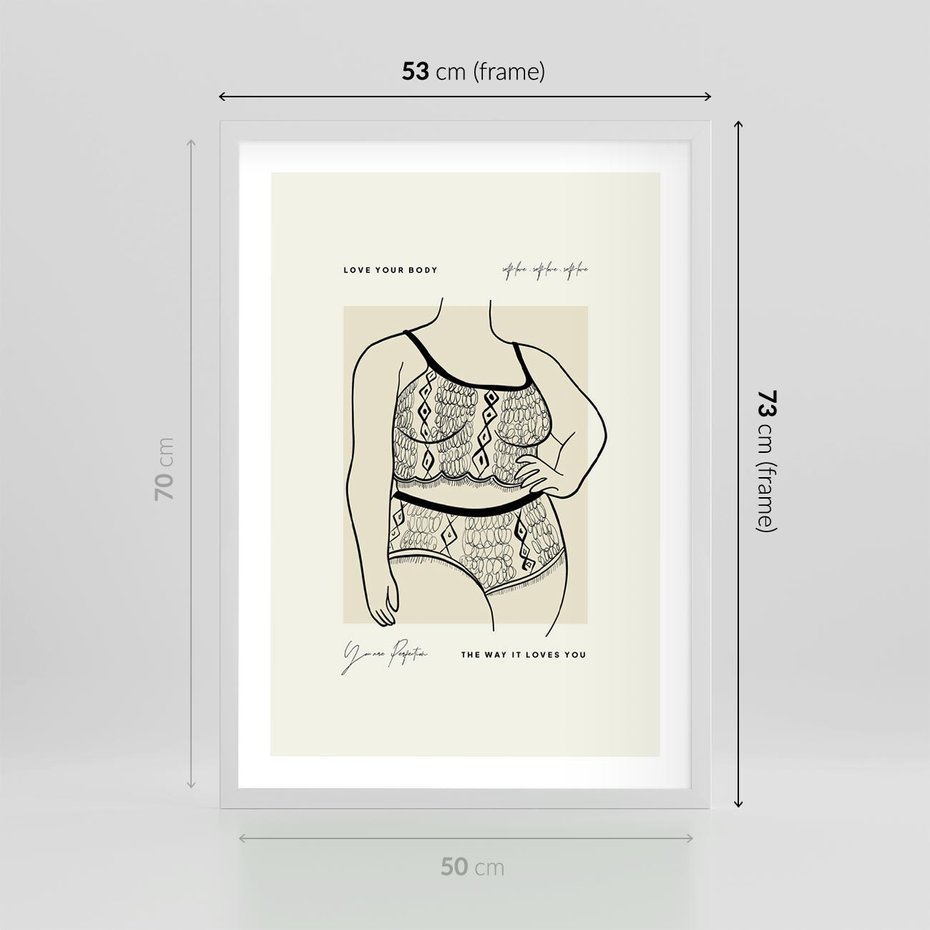 Plakat w ramie 50x70 - Spojrzenia Wewnętrznych Widoków - nowoczesna sztuka kobieca, plakat - rama biała