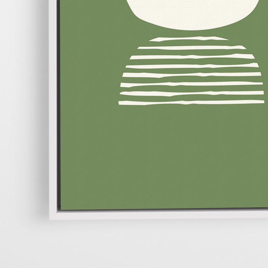 Obraz w ramie 50x70 - Migotliwe Formy - geometryczne boho kształty na brązowym, oliwkowym tle - rama biała