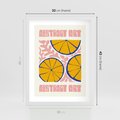 Plakat w ramie 30x40 - Podróżne Wizje - typografia, cytryny - rama biała