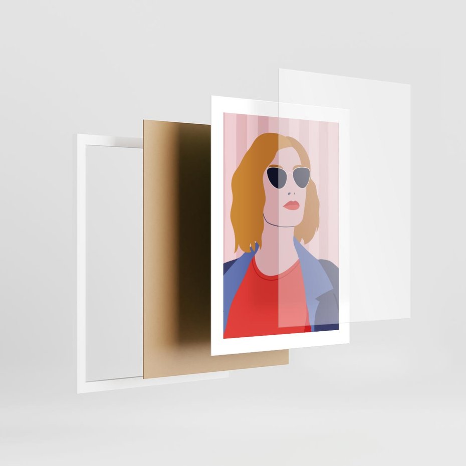 Plakat w ramie 30x40 - Kobieca Ekspresja - nowoczesny plakat, styl retro - rama biała