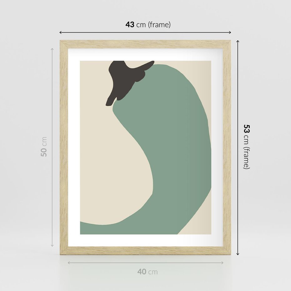 Plakat w ramie 40x50 - Granice Akwareli - abstrakcyjny minimalistyczny obraz, zielona papryczka - rama drewno