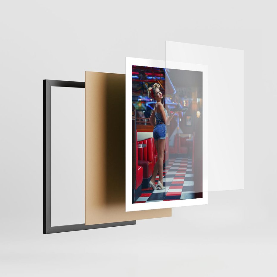 Plakat w ramie 50x70 - Czas Na Wyjątkowy Posiłek - restauracja, retro - rama czarna