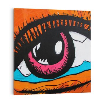 Obraz na płótnie 40x40 - Artystyczne spojrzenie: oko w graffiti - oko, graffiti