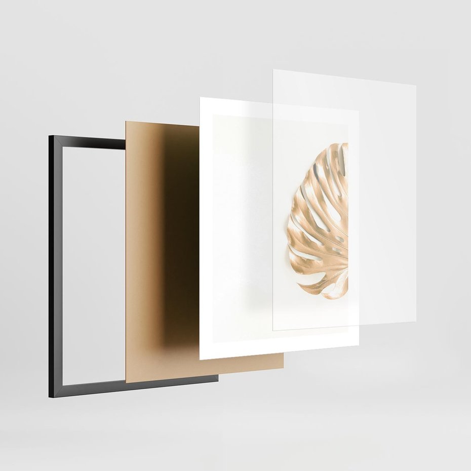 Plakat w ramie 40x50 - Przyjemność dla Oczu - złote, liście - rama czarna