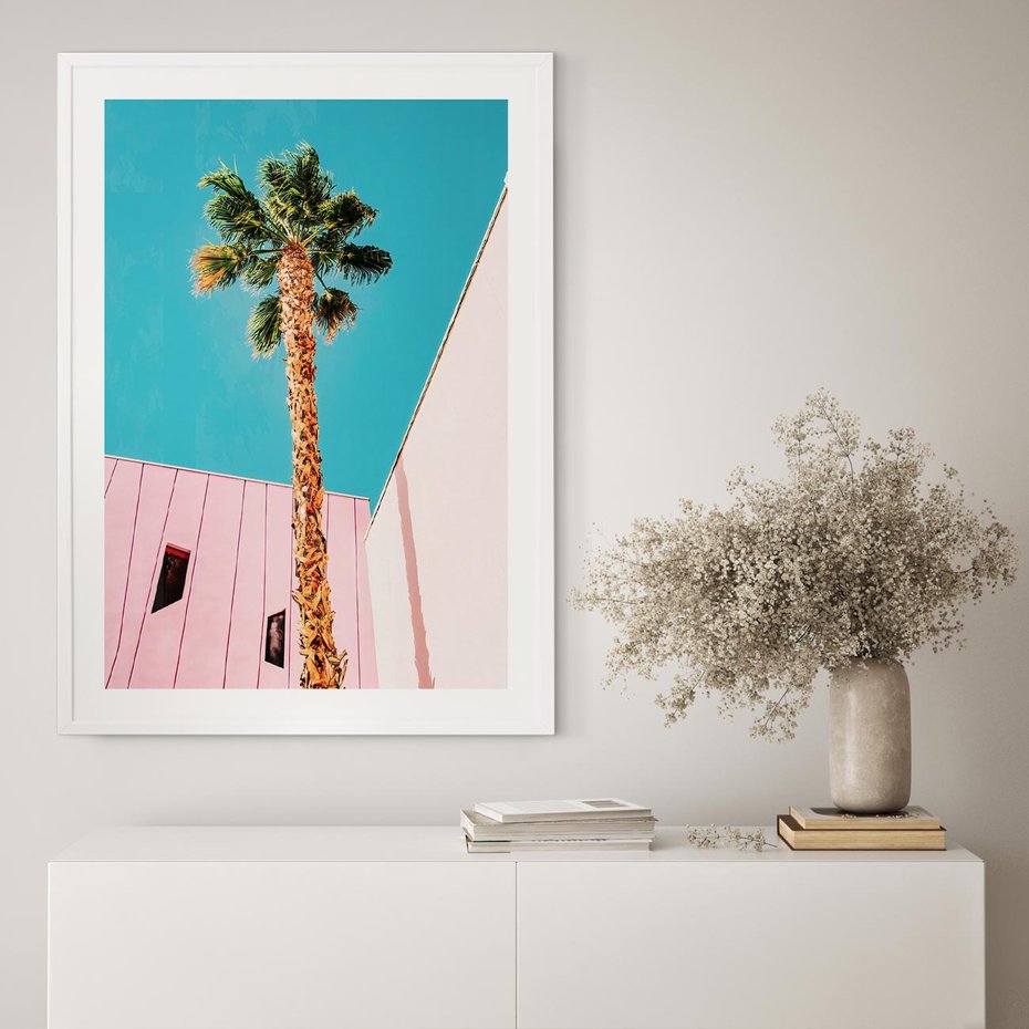 Plakat w ramie 40x50 - Palma w Miami - palma, miami - rama biała