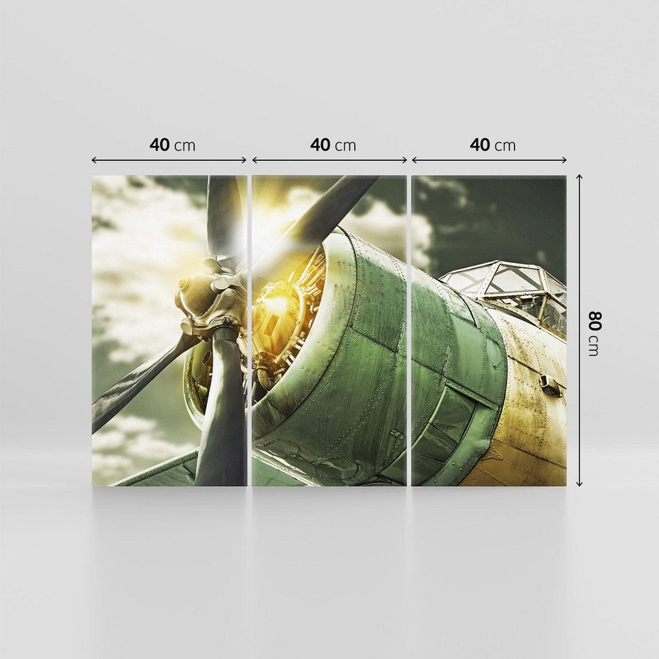 Obraz na płótnie 120x80 - Symbole wojskowych czasów - samolot, śmigło