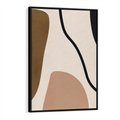 Obraz w ramie 50x70 - Harmonia chaosu i porządku - abstrakcyjne kształty, kolory beżu i brązu - rama czarna
