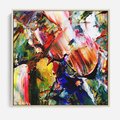 Obraz w ramie 50x50 - Szalejące ognie kolorów - abstrakcja, farby olejne - rama drewno