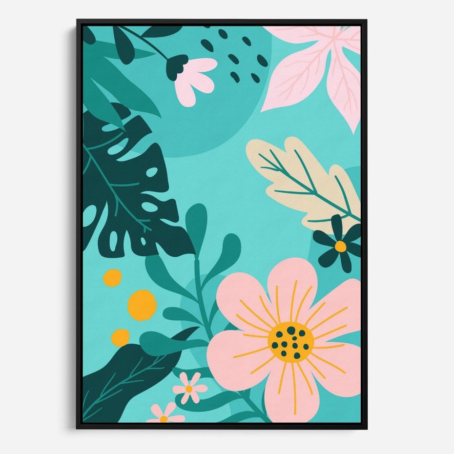 Obraz w ramie 50x70 - Kwiatowy Impuls - pastelowa kompozycja, kwiaty - rama czarna