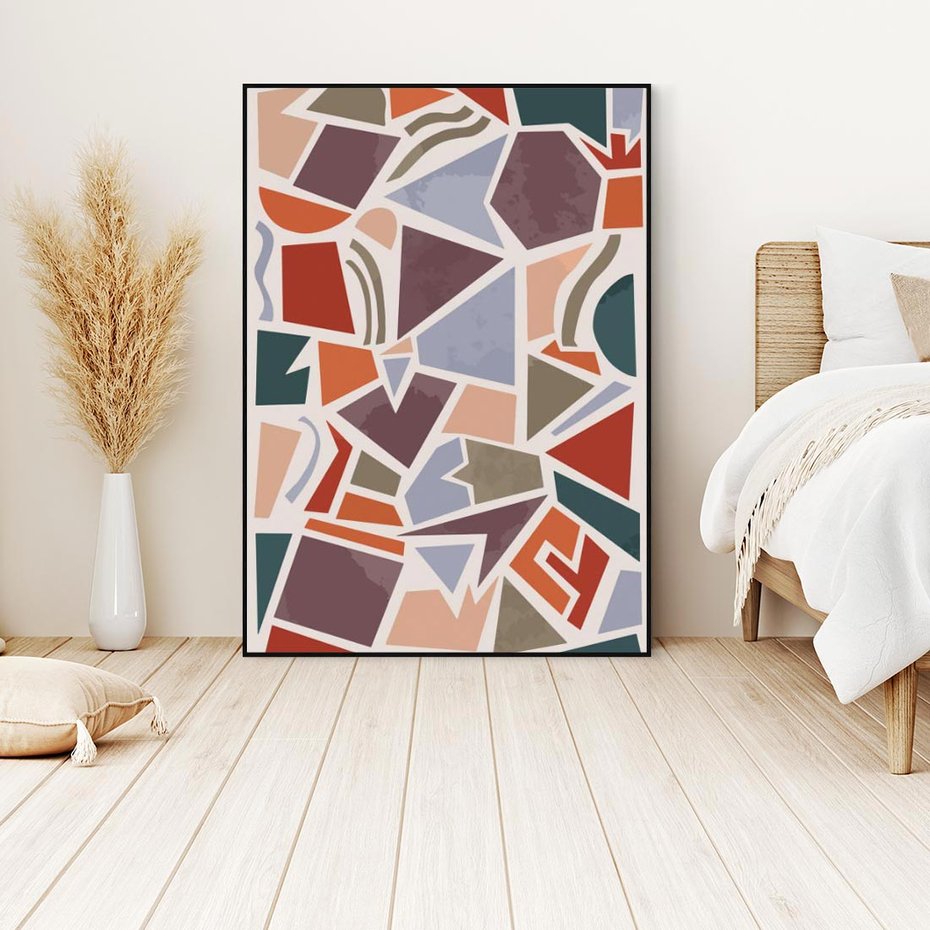 Obraz w ramie 50x70 - Intrygujące Rozbicie - gemoetryczne kształty, mozaika - rama czarna