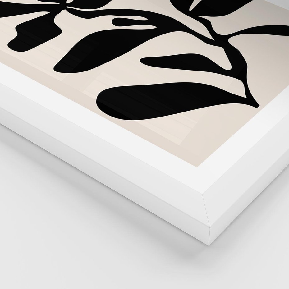 Plakat w ramie 40x50 - Wibracje Akwarelowych Ścieżek - abstrakcyjny minimalistyczna kwiat, czarno biały plakat - rama biała