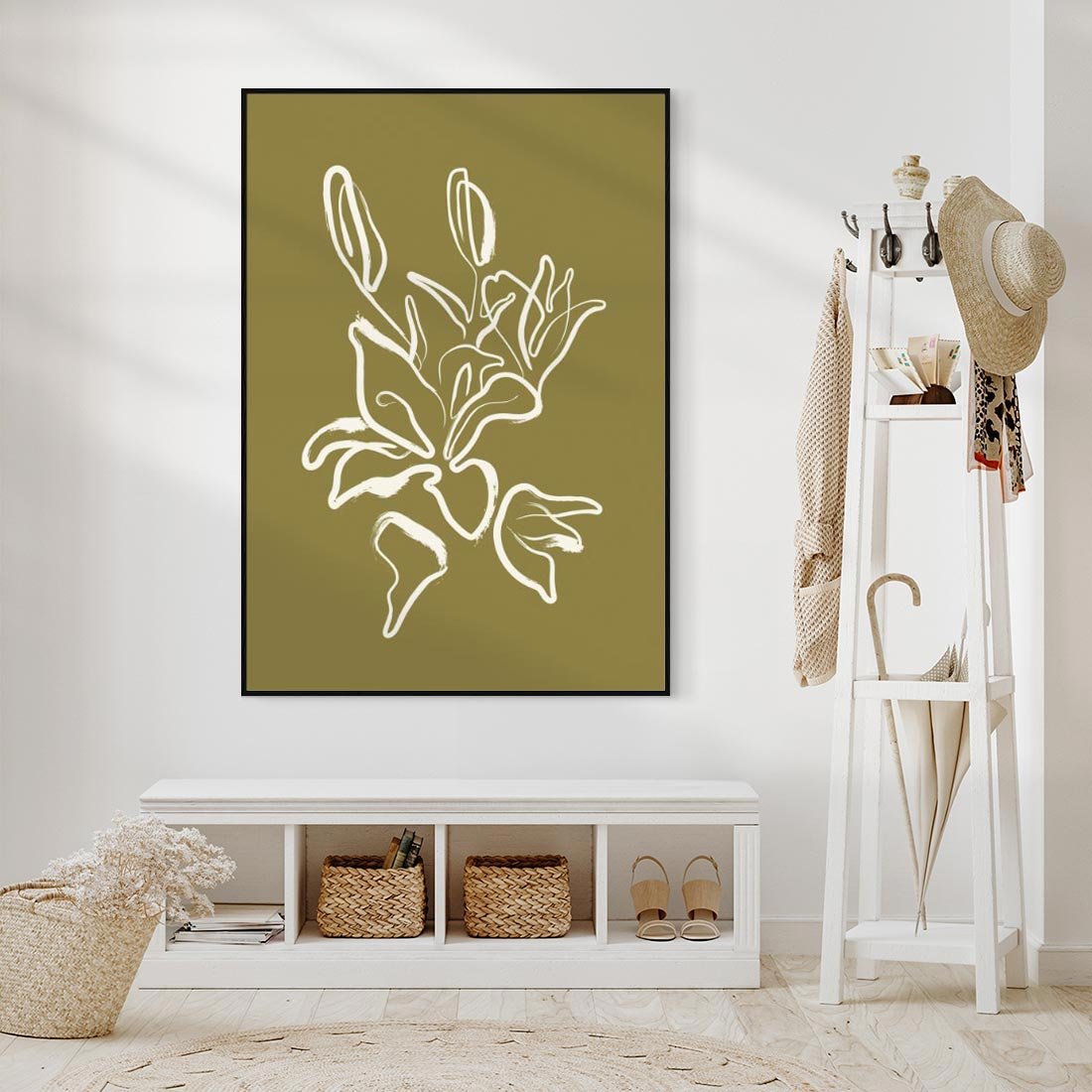 Obraz w ramie 50x70 - Przenikające Barwy - abstrakcyjna roślina, kwiaty - rama czarna