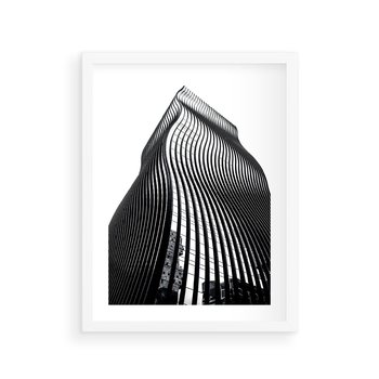 Plakat w ramie 40x50 - Falowany Wieżowiec na Fotografii - architektura, falowany wieżowiec - rama biała