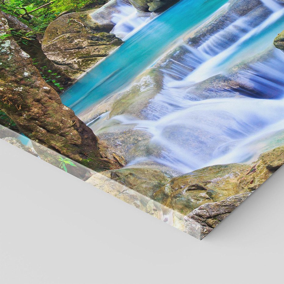 Obraz na płótnie 80x80 - Siła Rzeki i Urok Wodospadu - rzeka, wodospad