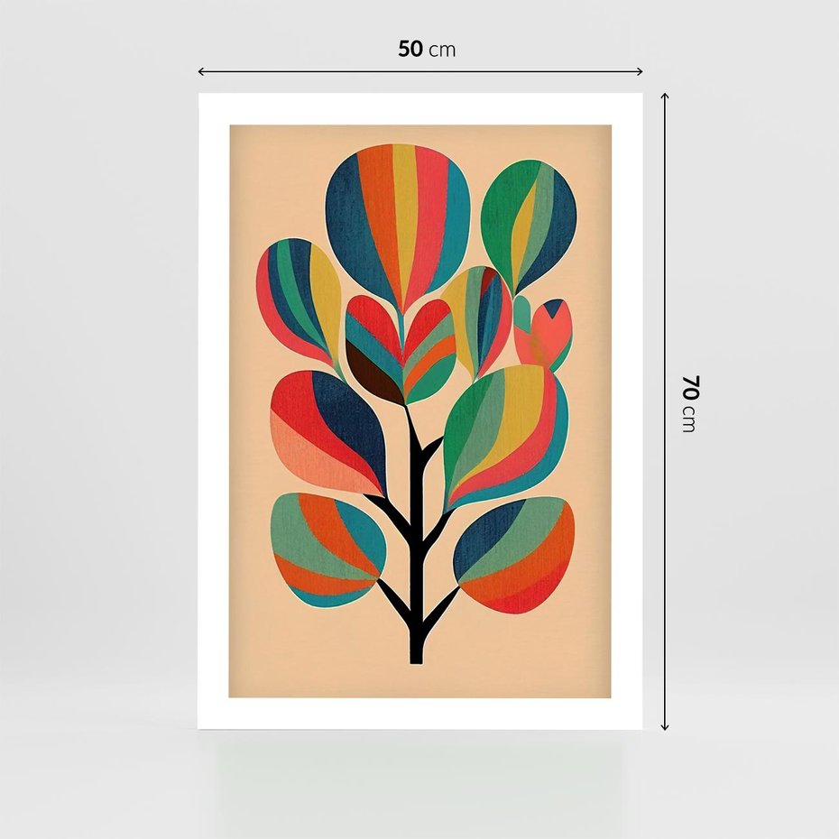 Plakat bez ramy 50x70 - Harmonia Rozplątanych Form - abstrakcyjny kolorowy tęczowy obraz, inspiracje roślinne