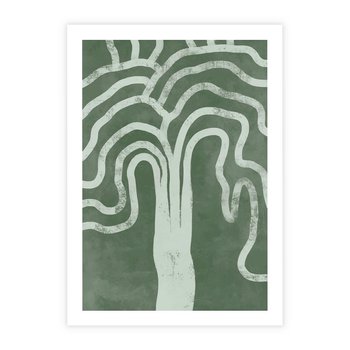 Plakat bez ramy 21x30 - Inspirujące Zawiłości Zieleni - abstrakcyjny kształt, zielony plakat