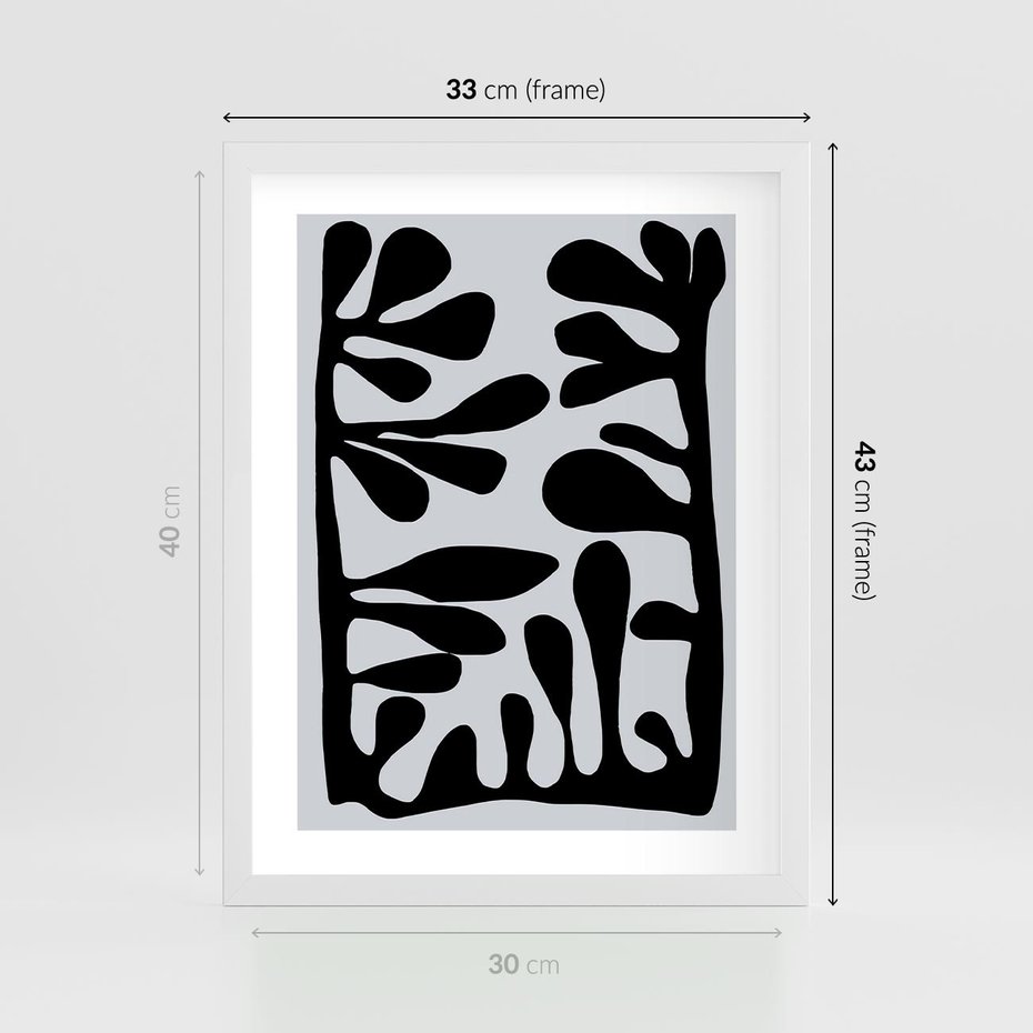 Plakat w ramie 30x40 - Taniec Kształtów - matisse, sztuka nowoczesna - rama biała