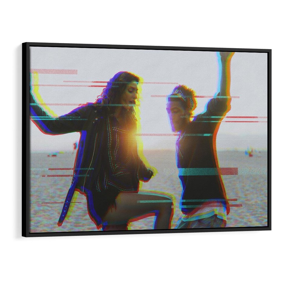 Obraz w ramie 70x50 - Taniec tęsknot - zdjęcie w stylu retro, dodane kolorowe akcenty - rama czarna