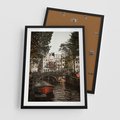 Plakat w ramie 50x70 - Jesienne Uroki Holandii: Kanały i Most - Holandia, kanały - rama czarna