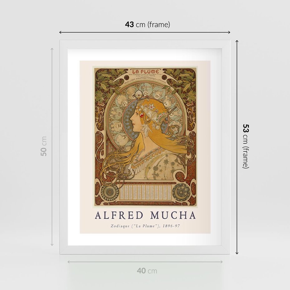 Plakat w ramie 40x50 - Mucha: Reprodukcja i Typografia na Plakacie - reprodukcja, alfons mucha - rama biała