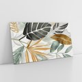 Obraz na płótnie 120x60 - Współbrzmienie wewnętrznego ja - kompozycja z tropikalnych liści, stonowane kolory