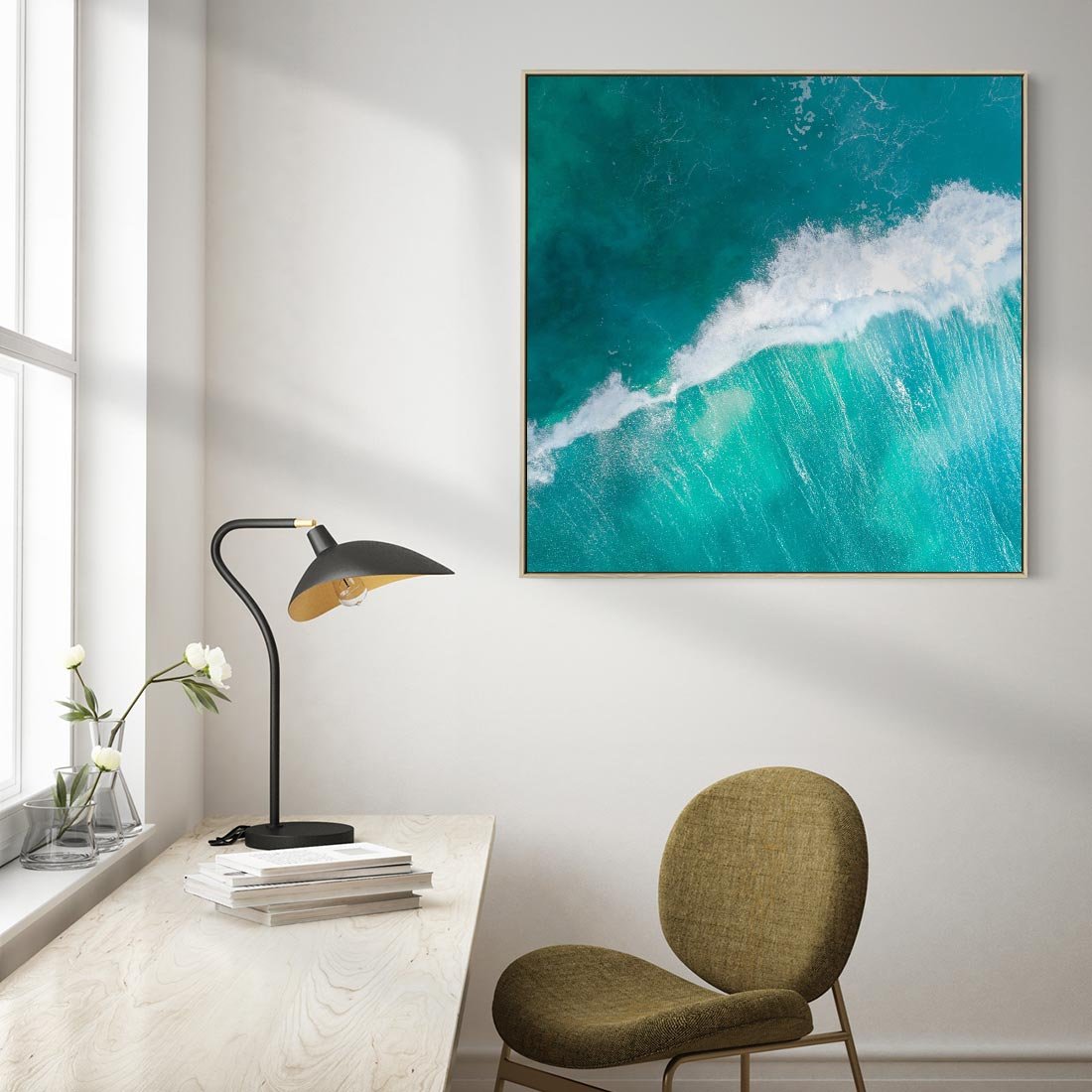 Obraz w ramie 50x50 - Siła i Spokój - morze, ocean - rama drewno