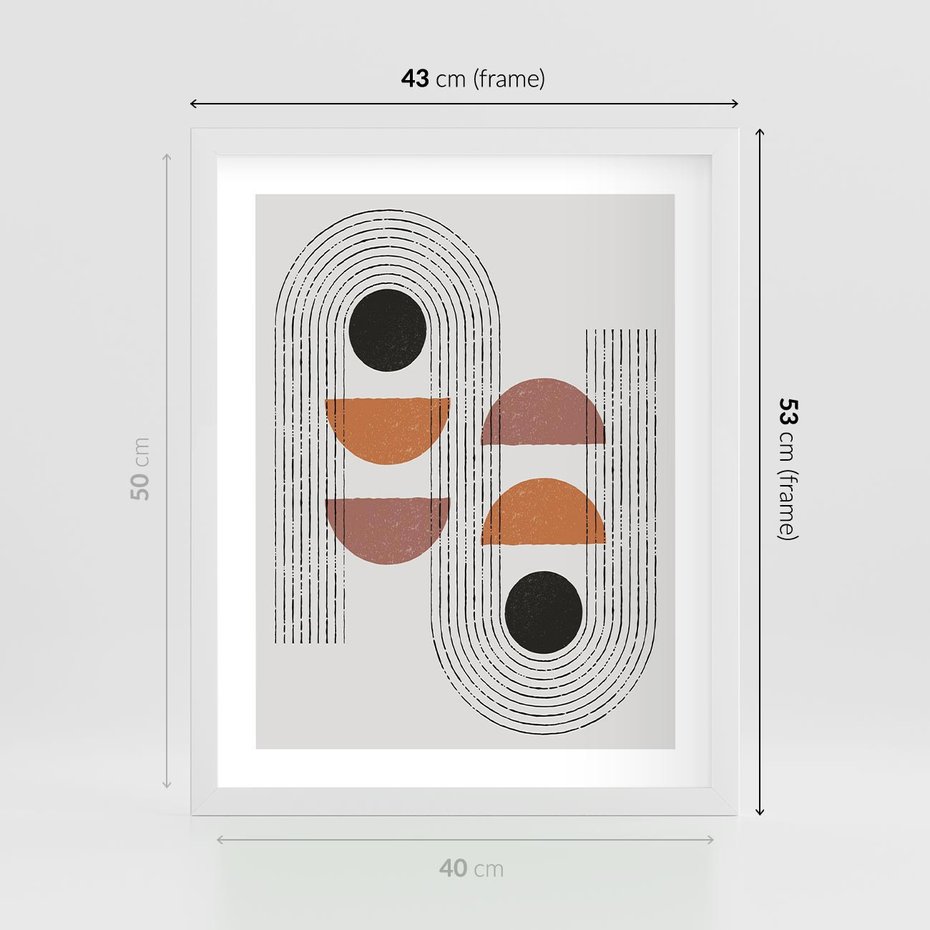 Plakat w ramie 40x50 - Nowoczesna Abstrakcja - geometria, grafika - rama biała