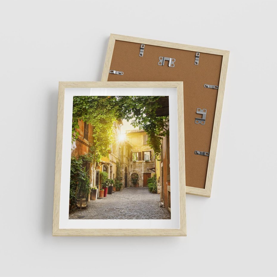 Plakat w ramie 40x50 - Malownicza Wędrówka - uliczka, perspektywa - rama drewno