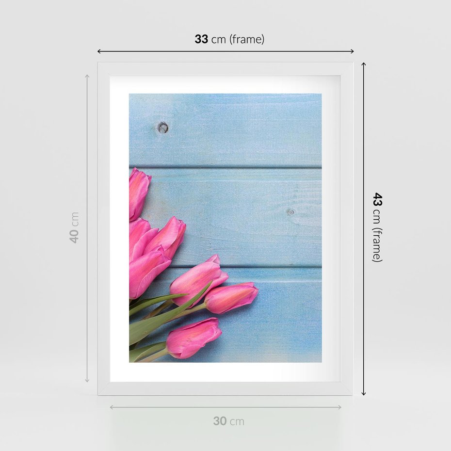 Plakat w ramie 30x40 - Piękno w pełnym rozkwicie - kwiaty, tulipany - rama biała