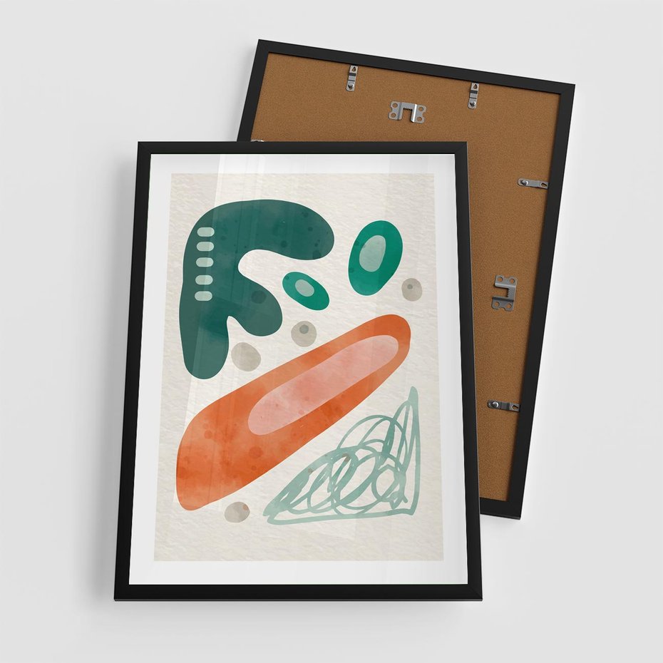 Plakat w ramie 50x70 - Podróżne Wizje - abstrakcyjne plamy, zielony - rama czarna