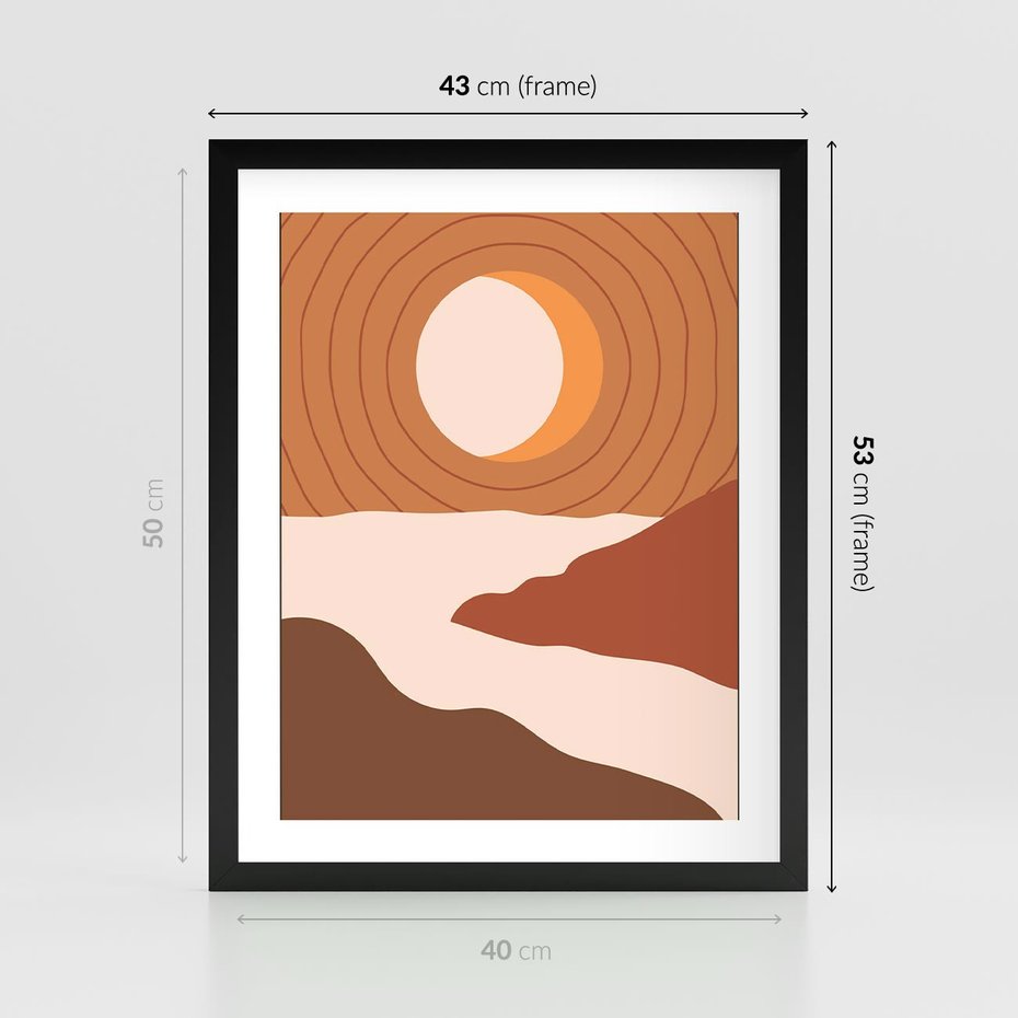 Plakat w ramie 40x50 - Sztuka Zachodu Słońca: Nowoczesna Sceneria - plakat, nowoczesna grafika - rama czarna