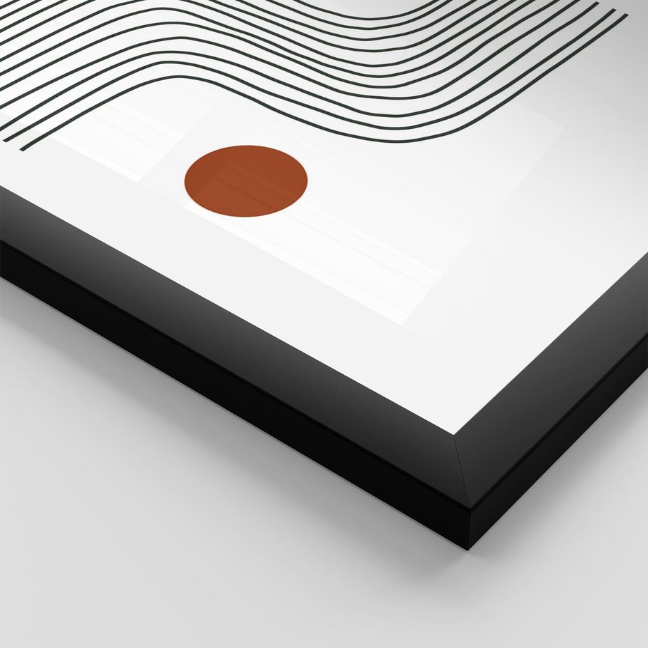 Plakat w ramie 40x50 - Kontury Harmonii - nieregularne linie, koła - rama czarna