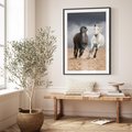 Plakat w ramie 50x70 - Siła koni w galopie - konie, galop - rama czarna