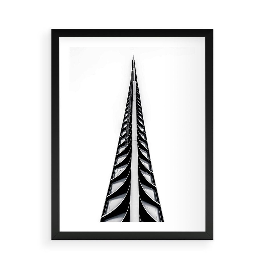 Plakat w ramie 50x70 - Majestatyczna Architektura - wysoki, strzelisty wieżowiec - rama czarna