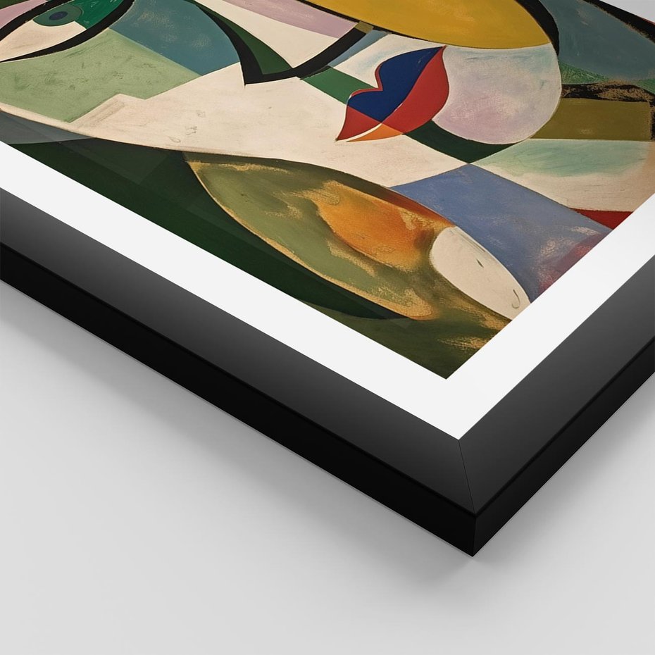 Plakat w ramie 50x70 - Kolorowe Dziwne Wyobrażenia - abstrakcyjny obraz, olejny - rama czarna