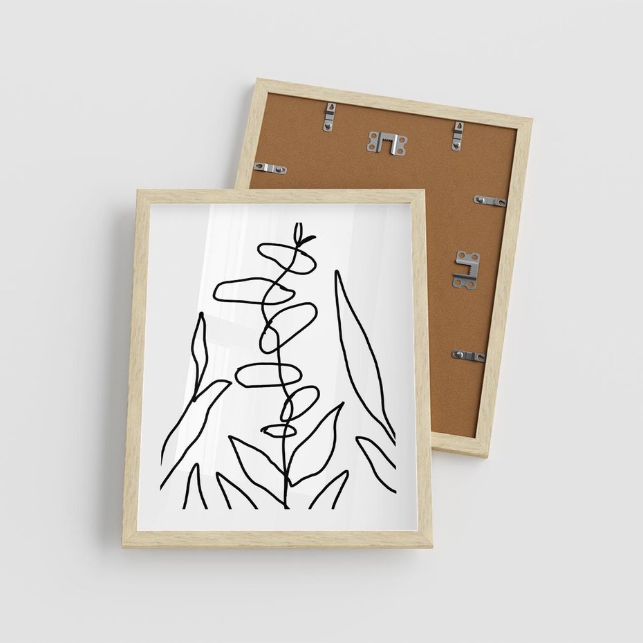 Plakat w ramie 40x50 - Liście Mocy - mroczna sztuka, minimalizm - rama drewno